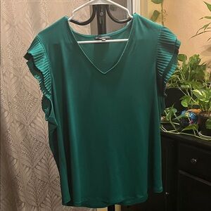 Adrianna Papell Teal Blouse with Pleated Sleeves
